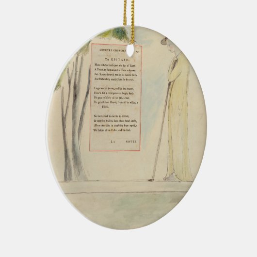 Een Shepherd die de Epitaph leest, van Elegy Keramisch Ornament (Rechts)