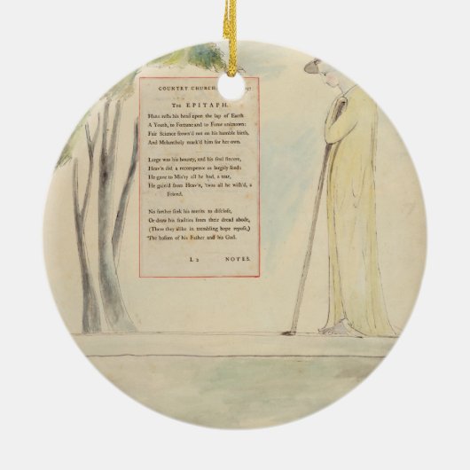 Een Shepherd die de Epitaph leest, van Elegy Keramisch Ornament (Achterkant)