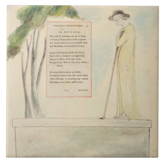 Een Shepherd die de Epitaph leest, van Elegy Tegeltje (Voorkant)