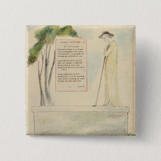Een Shepherd die de Epitaph leest, van Elegy Vierkante Button 5,1 Cm (Voorkant)