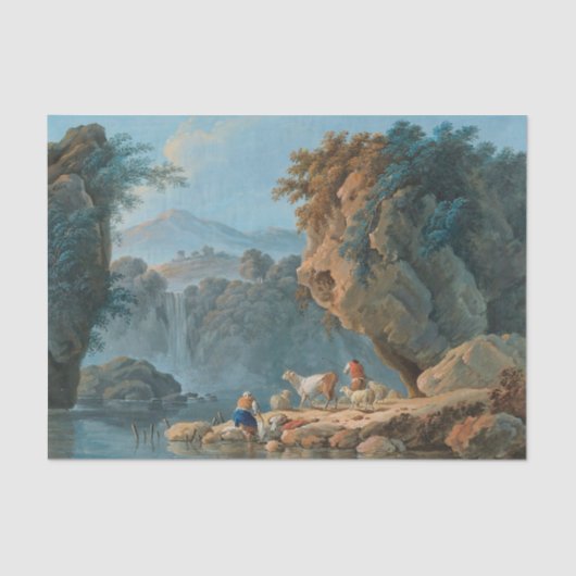 Een Shepherdess-paar in een berglandschap Tissuepapier (Voorkant)