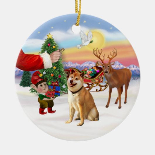 Een Shiba Inu Keramisch Ornament (Voorkant)
