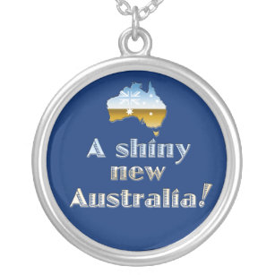 Een Shiny New Australia Pendant Zilver Vergulden Ketting