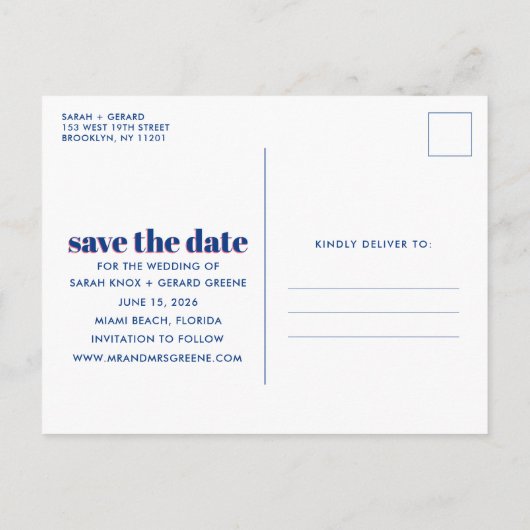 Een Shore Thing Foto Strand Bruiloft Save the Date Aankondigingskaart (Achterkant)