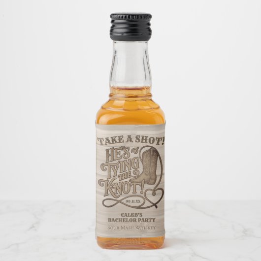 Eén shot: de knoop doorhakken - Rurale vrijgezelle Likeurfles Etiket (Voorkant)