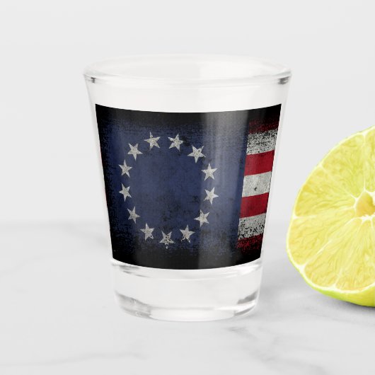 EEN SHOT VAN DE FREEDOM  Betsy Ross American Flag Shot Glas (Voorkant)