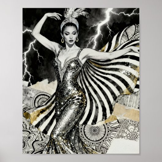 Een showgirl danst in de bliksem poster (Voorkant)