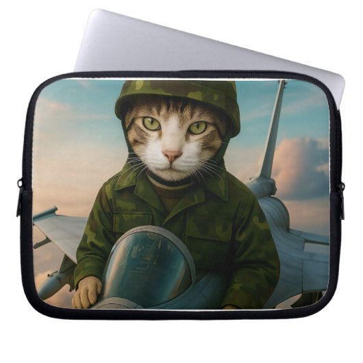 Een Siam Air Force Cat met laptophoes 10 inch Laptop Sleeve (Voorkant)