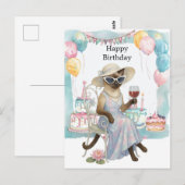 Een Siamese kat drinkt wijn Gefeliciteerd  Briefkaart (Voorkant / Achterkant)