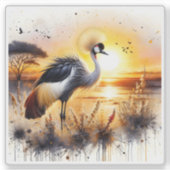 Een sierlijke vogel bij zonsondergang bij de rusti sticker (Voorkant)