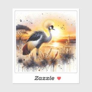 Een sierlijke vogel bij zonsondergang bij de rusti sticker