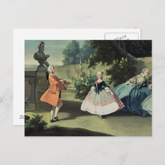 Een siertuin met een jong meisje dat danst op briefkaart (Voorkant / Achterkant)