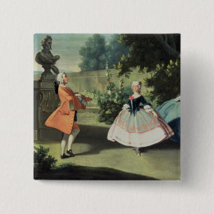 Een siertuin met een jong meisje dat danst op vierkante button 5,1 cm