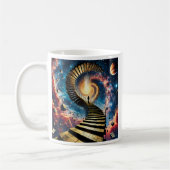 Een silhouet op een oneindige trap. koffiemok (Links)