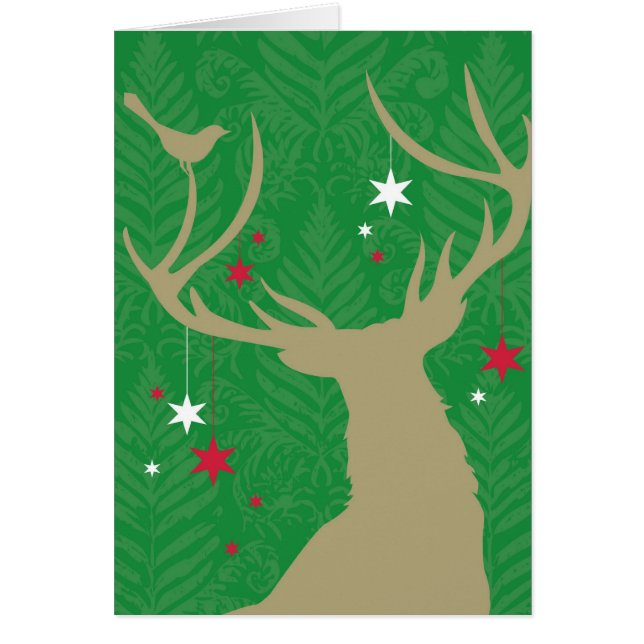 Een silhouet van een hert met sterren die uit zijn (Voorkant)