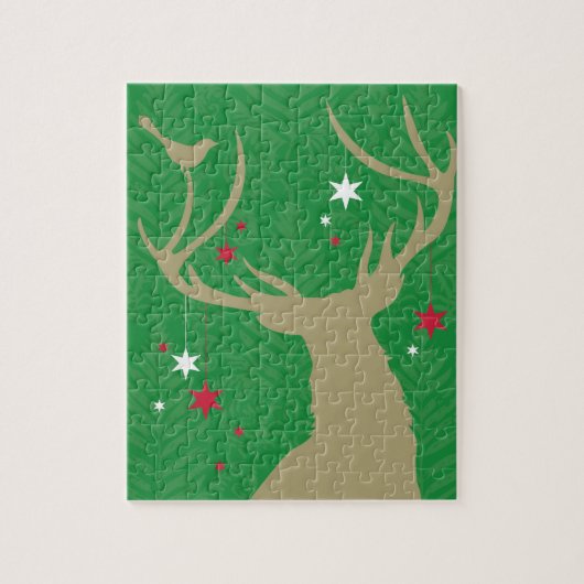 Een silhouet van een hert met sterren die uit zijn legpuzzel (Verticaal)