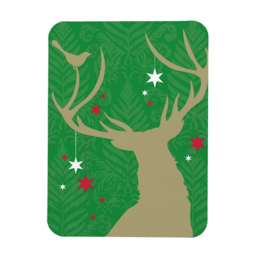 Een silhouet van een hert met sterren die uit zijn magneet (Verticaal)