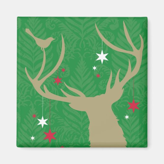 Een silhouet van een hert met sterren die uit zijn magneet (Voorkant)