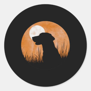 Een silhouet van een jachtzwart of geel lab op O Ronde Sticker