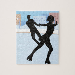 Een Silhouette Couple Ice Skuzzle Legpuzzel