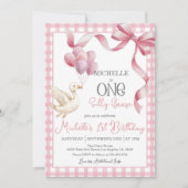 Een Silly Goose 1e verjaardagsuitnodiging - Roze Kaart (Voorkant)