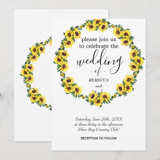 Een simpele whit florals-uitnodiging voor jou kaart (Voorkant / Achterkant)