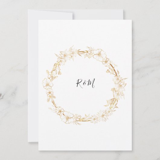 Een simpele witte gouden uitnodiging voor je (Achterkant)