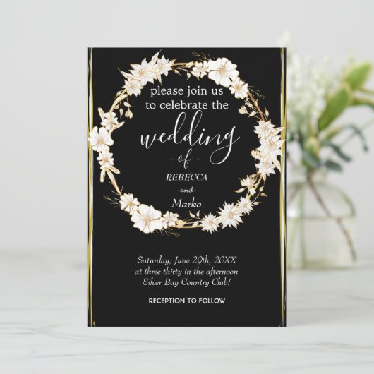 Een simpele witte gouden uitnodiging voor je (Staand voorkant)