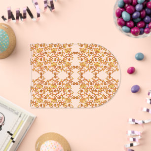 Een sinaasappel en wit behang met een bloemmotief acryl uitnodigingen