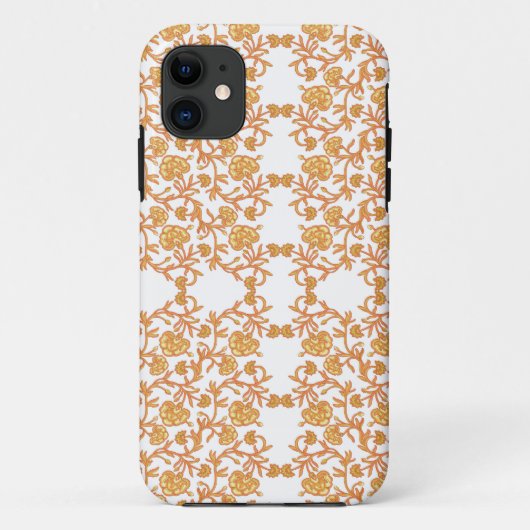 Een sinaasappel en wit behang met een bloemmotief Case-Mate iPhone case (Achterkant)