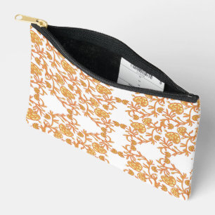 Een sinaasappel en wit behang met een bloemmotief etui