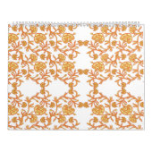 Een sinaasappel en wit behang met een bloemmotief kalender (Hoes)