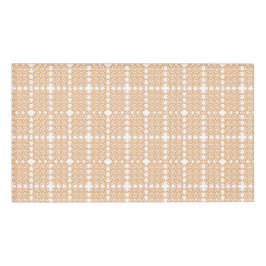 Een sinaasappel en wit behang met een bloemmotief naambadge