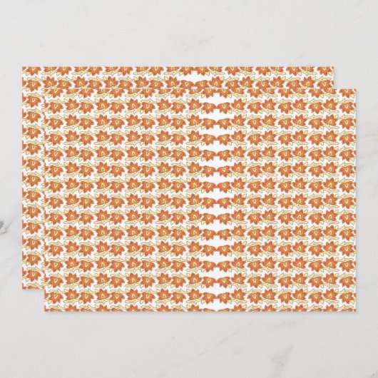 Een sinaasappel en wit patroon op een witte achter kaart (Voorkant / Achterkant)