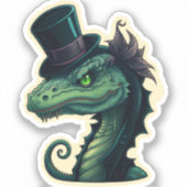 Een sinistere draak in een bovenste hoed sticker (Voorkant)