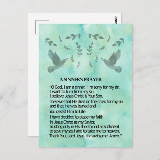 Een Sinnersgebed Briefkaart (Voorkant / Achterkant)