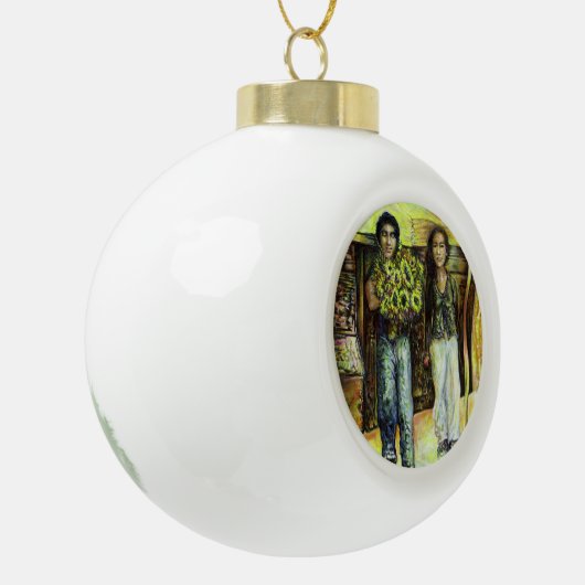 Een Sixtijnse Chape I fase van een ChaIenge Keramische Bal Ornament (Links)