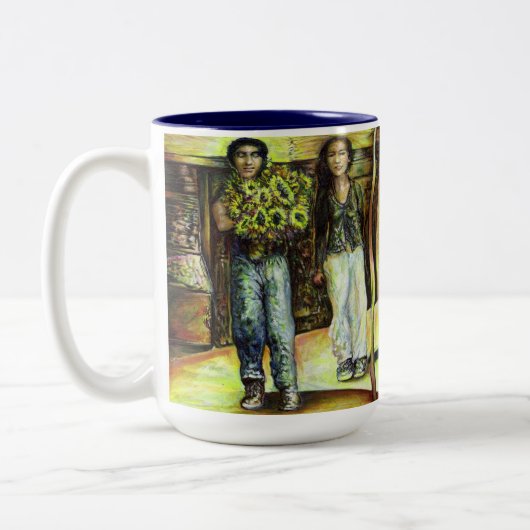 Een Sixtijnse Chape I fase van een ChaIenge Tweekleurige Koffiemok (Links)