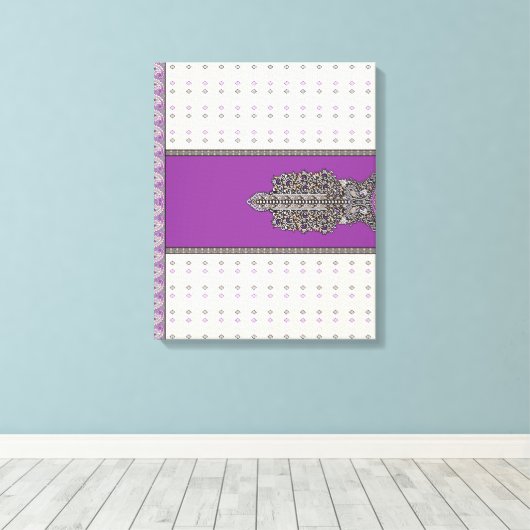 Een  sjaal die paarse en bruine tinten combineert, canvas afdruk (Insitu (Houten vloer))