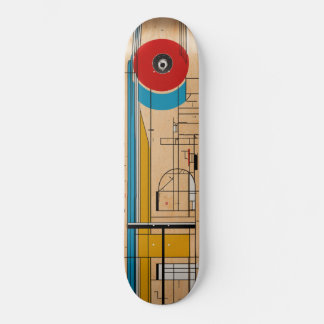 Een skateboard deck met een illustratie geïnspiree