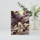 Een Skateboarden Hamster in de Stad Retro Punk Briefkaart (Staand voorkant)