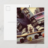 Een Skateboarden Hamster in de Stad Retro Punk Briefkaart (Voorkant / Achterkant)