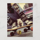 Een Skateboarden Hamster in de Stad Retro Punk Briefkaart (Voorkant)