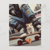 Een Skateboarden Hamster in de Stad Retro Punk Briefkaart (Voorkant)