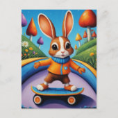 Een skateboarden konijn briefkaart (Voorkant)