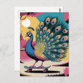 Een skateboarden pauw briefkaart (Voorkant / Achterkant)