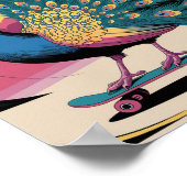 Een skateboarden pauw poster (Hoek)