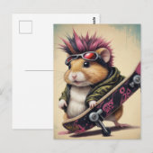 Een skateboarden Punk Hamster Retro Briefkaart (Voorkant / Achterkant)