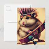 Een skateboarden Punk Hamster Retro Briefkaart (Voorkant / Achterkant)