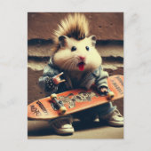 Een skateboarden Punk Rock Hamster Retro Briefkaart (Voorkant)